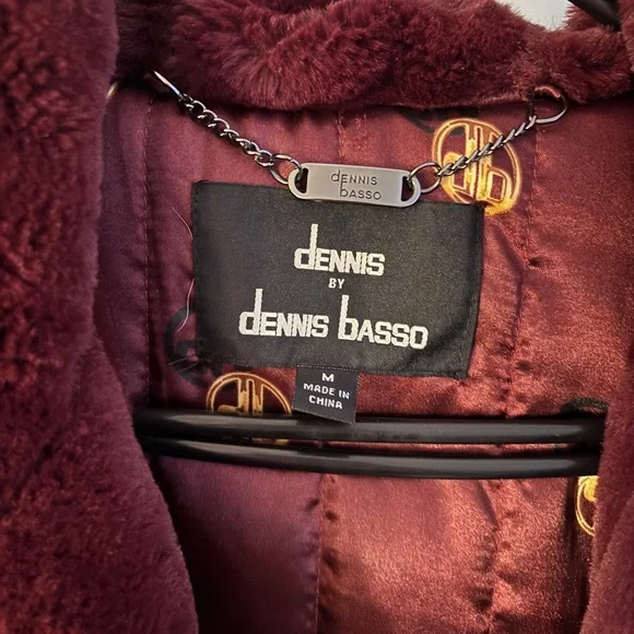 Dennis Basso Deep Maroon Faux Fur Jacket - Picture 4 of 5